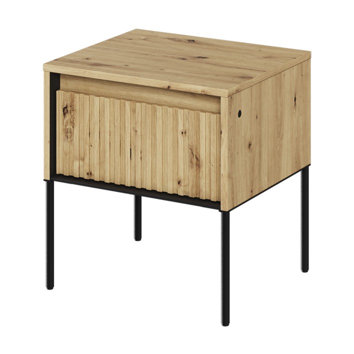 Szafka nocna frezowana TREND 10 Dąb artisan, czarne nogi