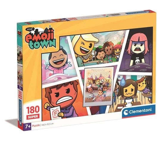 Clementoni, puzzle 180 super kolor emojii town 29067