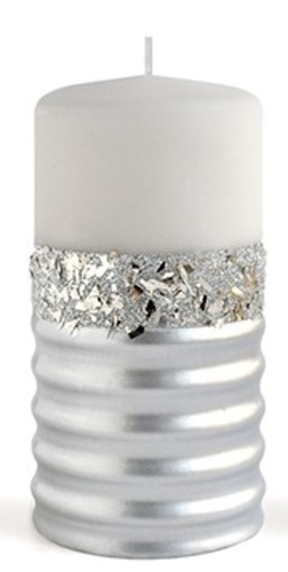 Świeca QUEEN NEW Walec duży 7xh17,5cm parafinowa srebrna