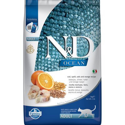 Farmina N&D Ocean Cat Adult Codfish Spelt Oats and Orange5 kg