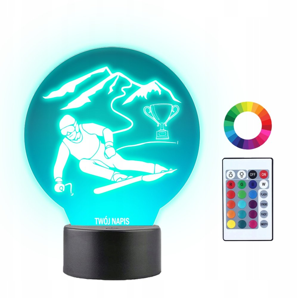 Lampka Nocna LED 3D Jazda na nartach