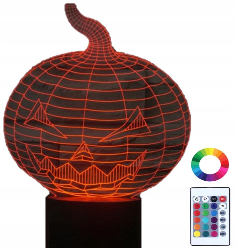 Lampka Nocna LED 3D Dynia Ozdoba Halloween