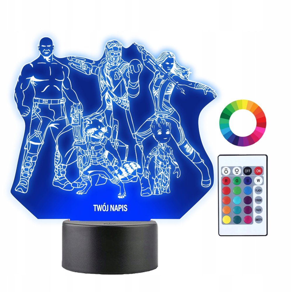 Lampka Nocna LED 3D Strażnicy Galaktyki Team