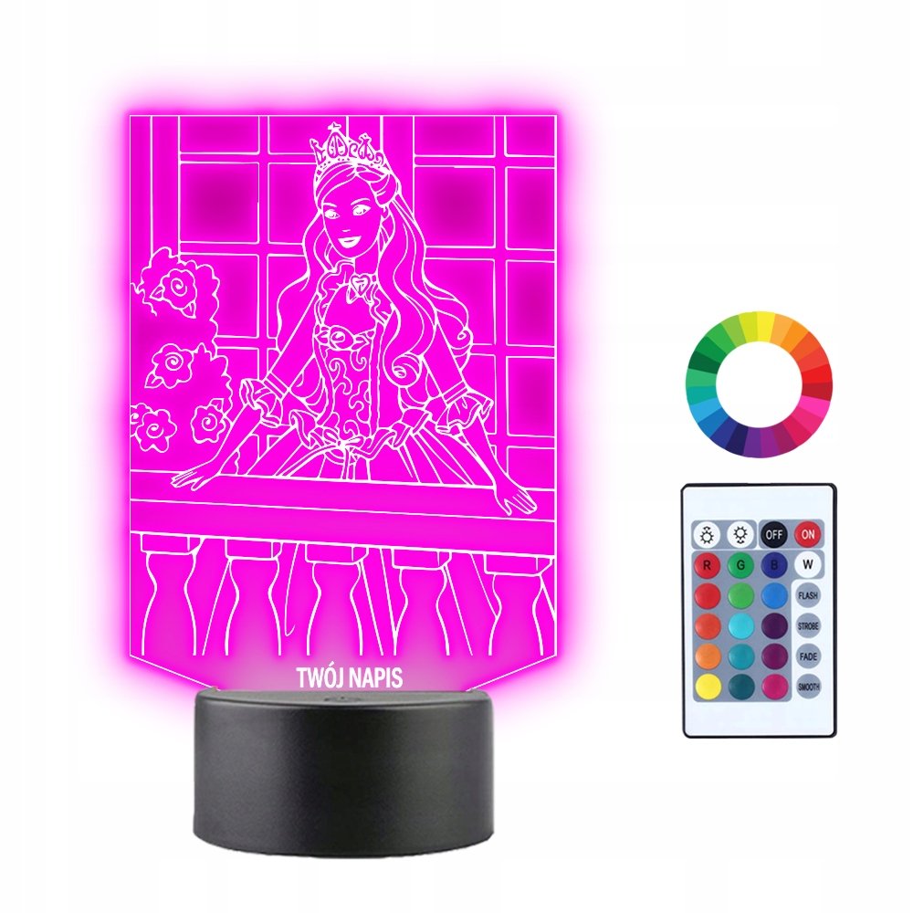 Lampka Nocna LED 3D Księżniczka Barbie Prezent