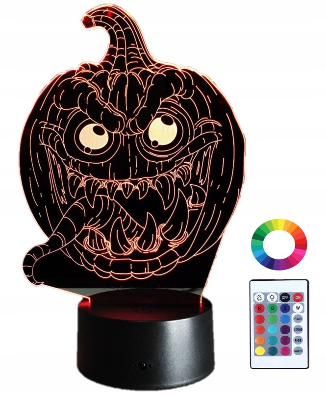 Lampka Nocna LED 3D Dynia Ozdoba Halloween