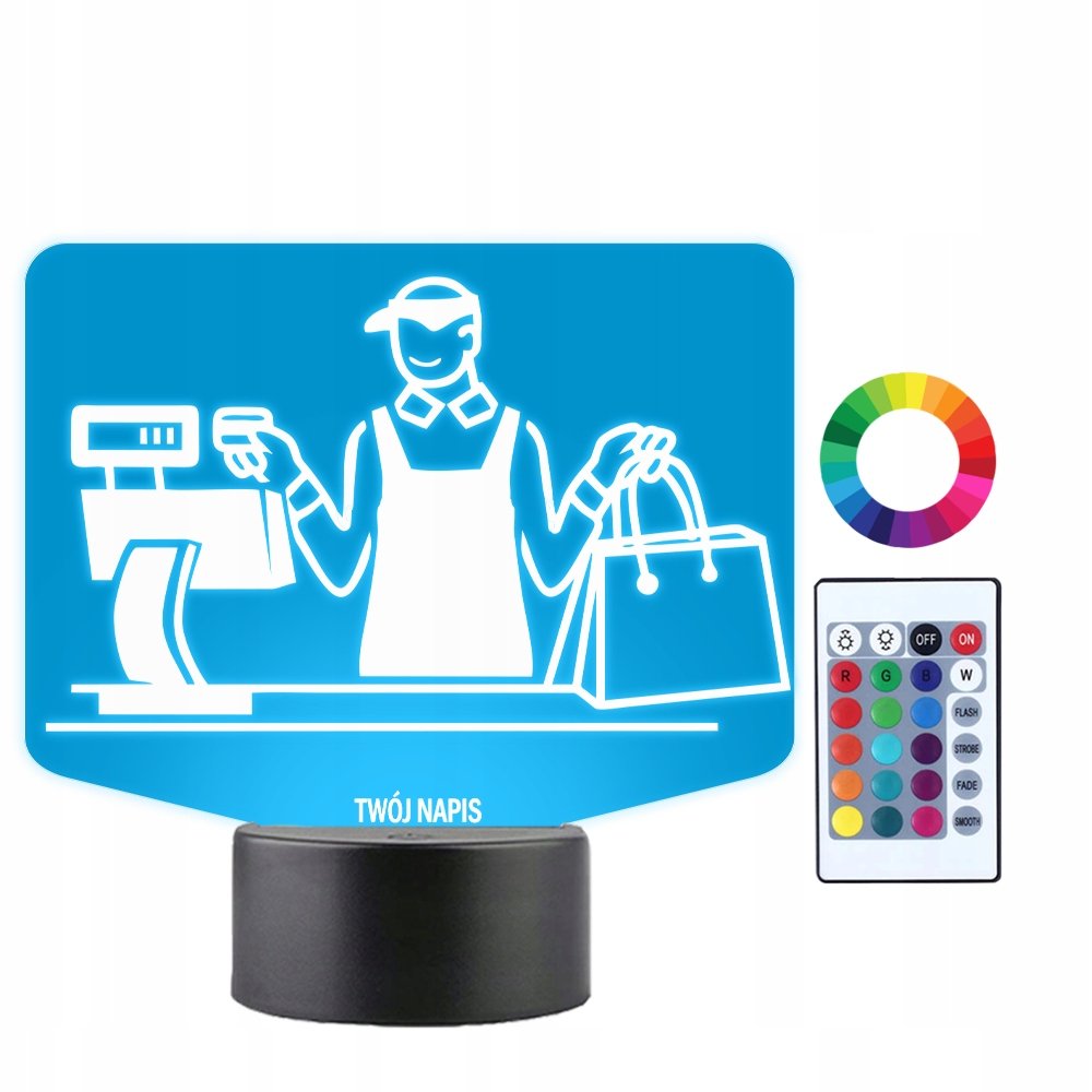 Lampka Nocna 3D LED Kasjer Spożywczy Sklep