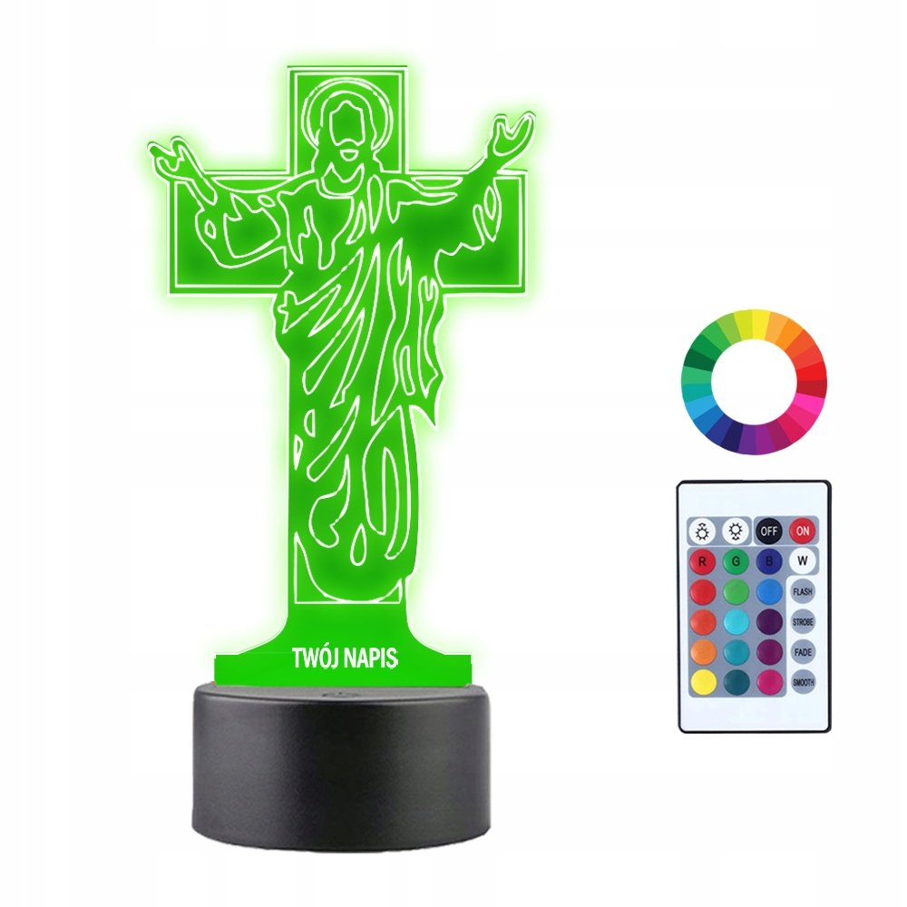 Lampka Nocna 3D LED Jezus Ukrzyżowanie