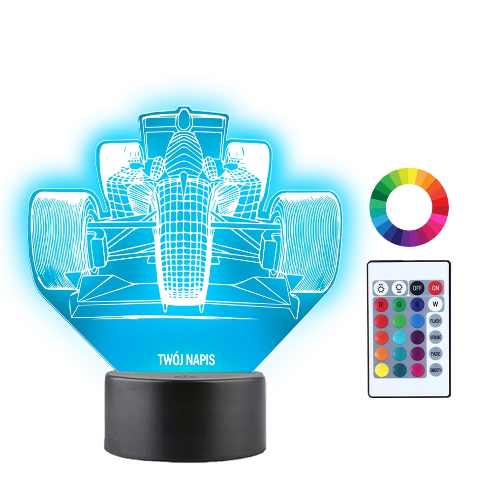 Lampka Nocna LED 3D Formuła 1 Samochód
