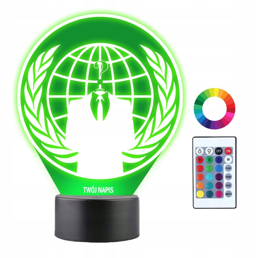 Lampka Nocna 3D LED Anonymous Logo Prezent