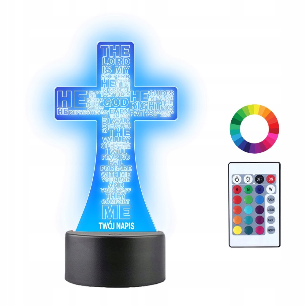 Lampka Nocna LED 3D Modlitwa Krzyż