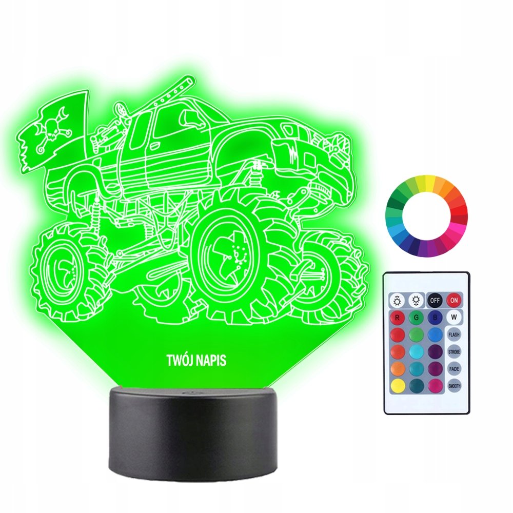 Lampka Nocna LED 3D Monster Truck