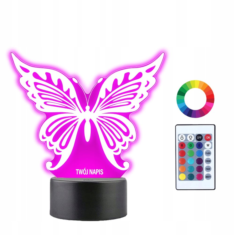 Lampka Nocna Motyl Wzorki 3D