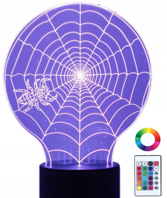 Lampka Nocna LED 3D Pająk Pajęczyna Halloween