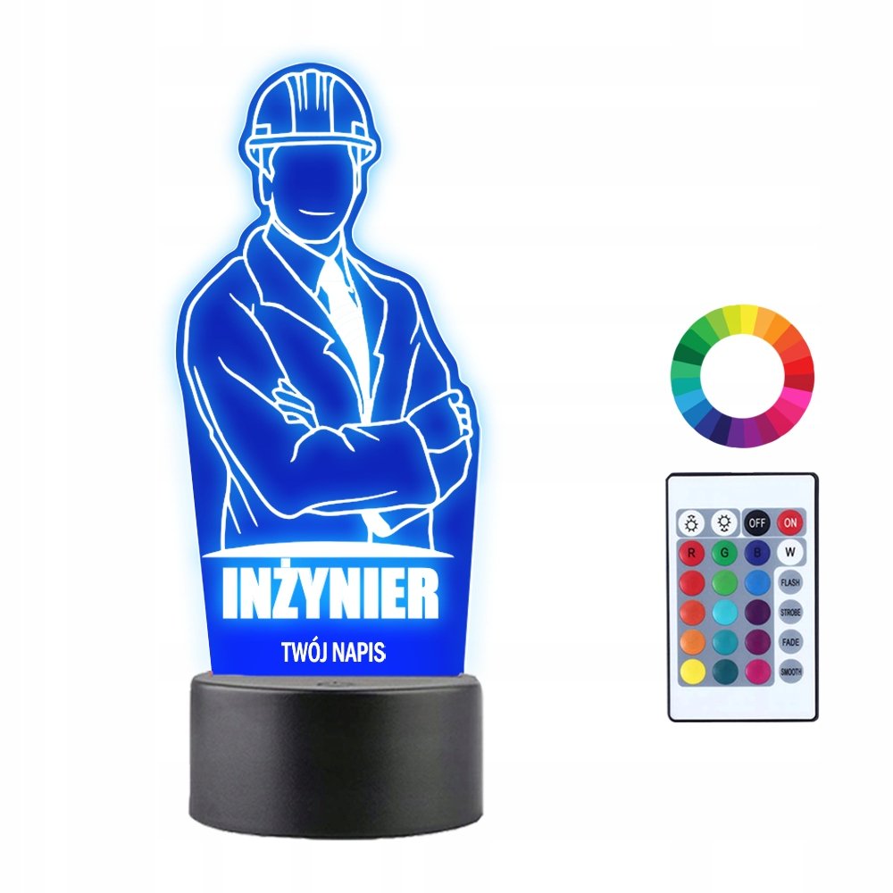Lampka Nocna 3D LED Inżynier Prezent