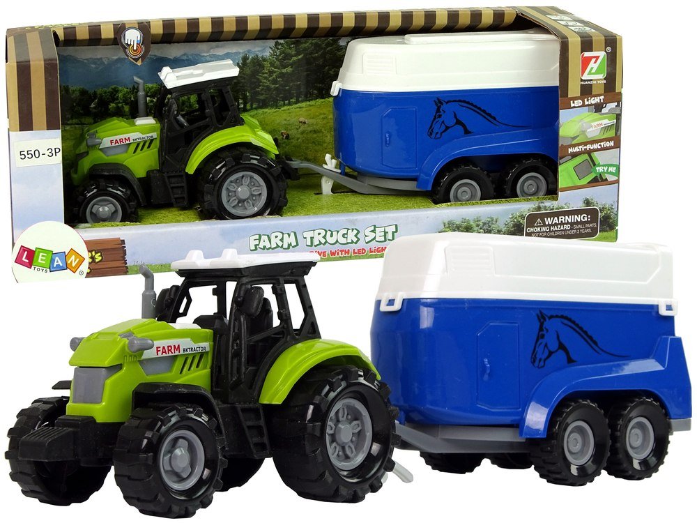 Traktor z Przyczepka Dla Konia Dźwięk Zielony Farma Import LEANToys