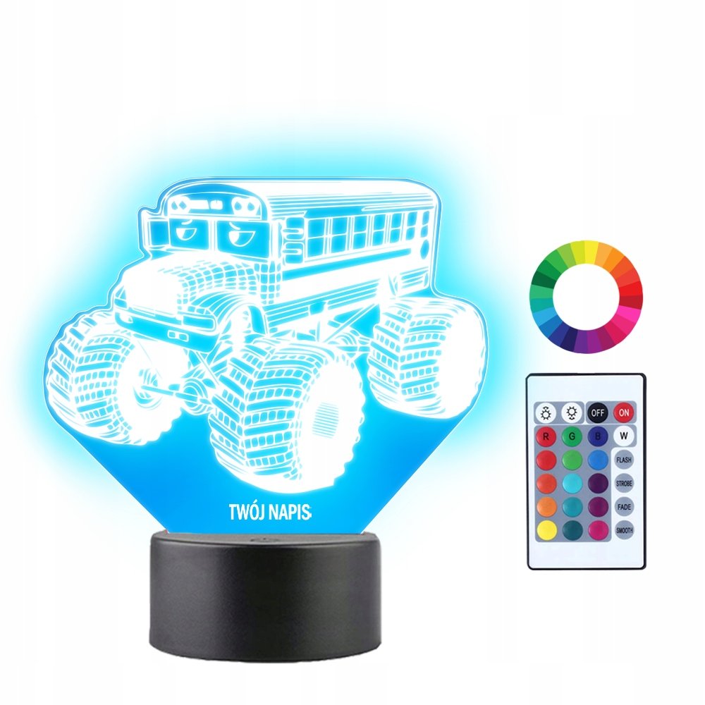 Lampka Nocna LED 3D Bus Autobus Szkolny