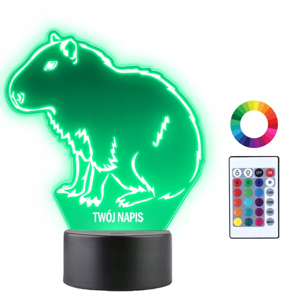 Lampka Nocna 3D LED Kapibara Zwierze Prezent