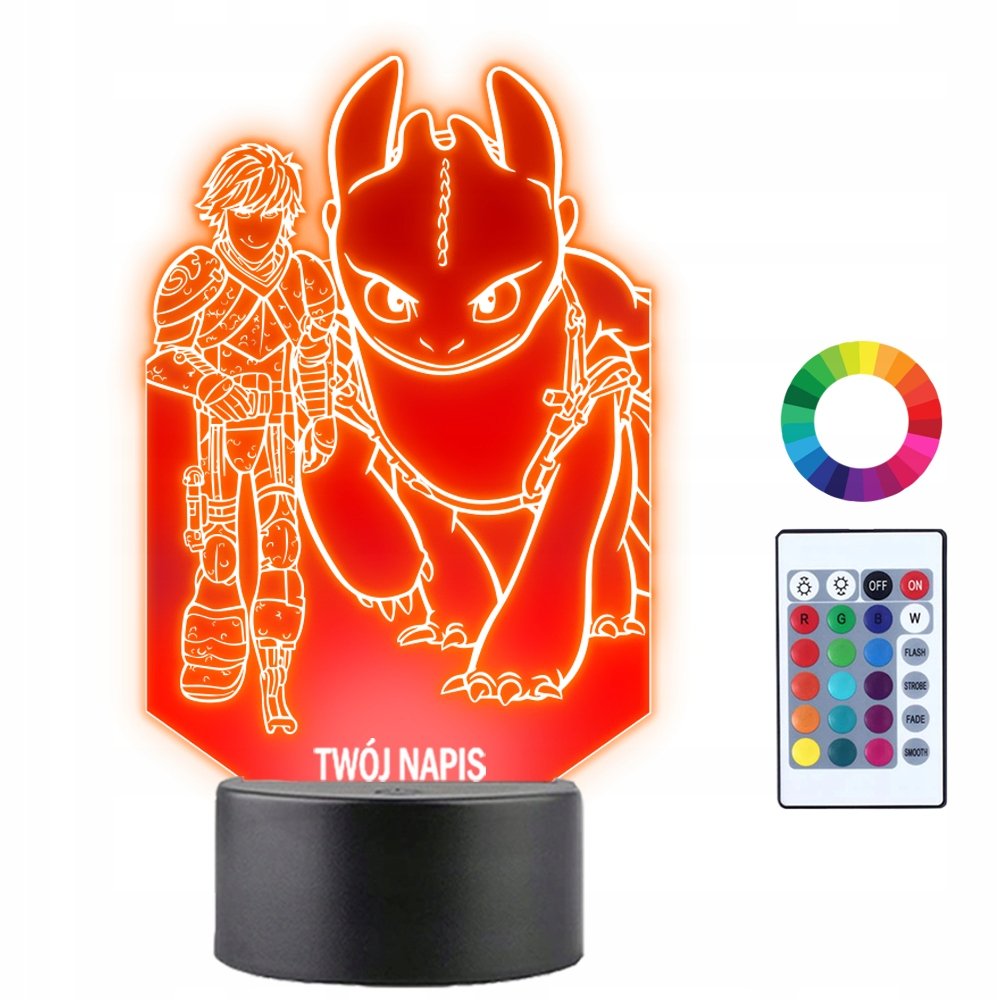 Lampka Nocna 3D LED Jak Wytresować Smoka Bajka