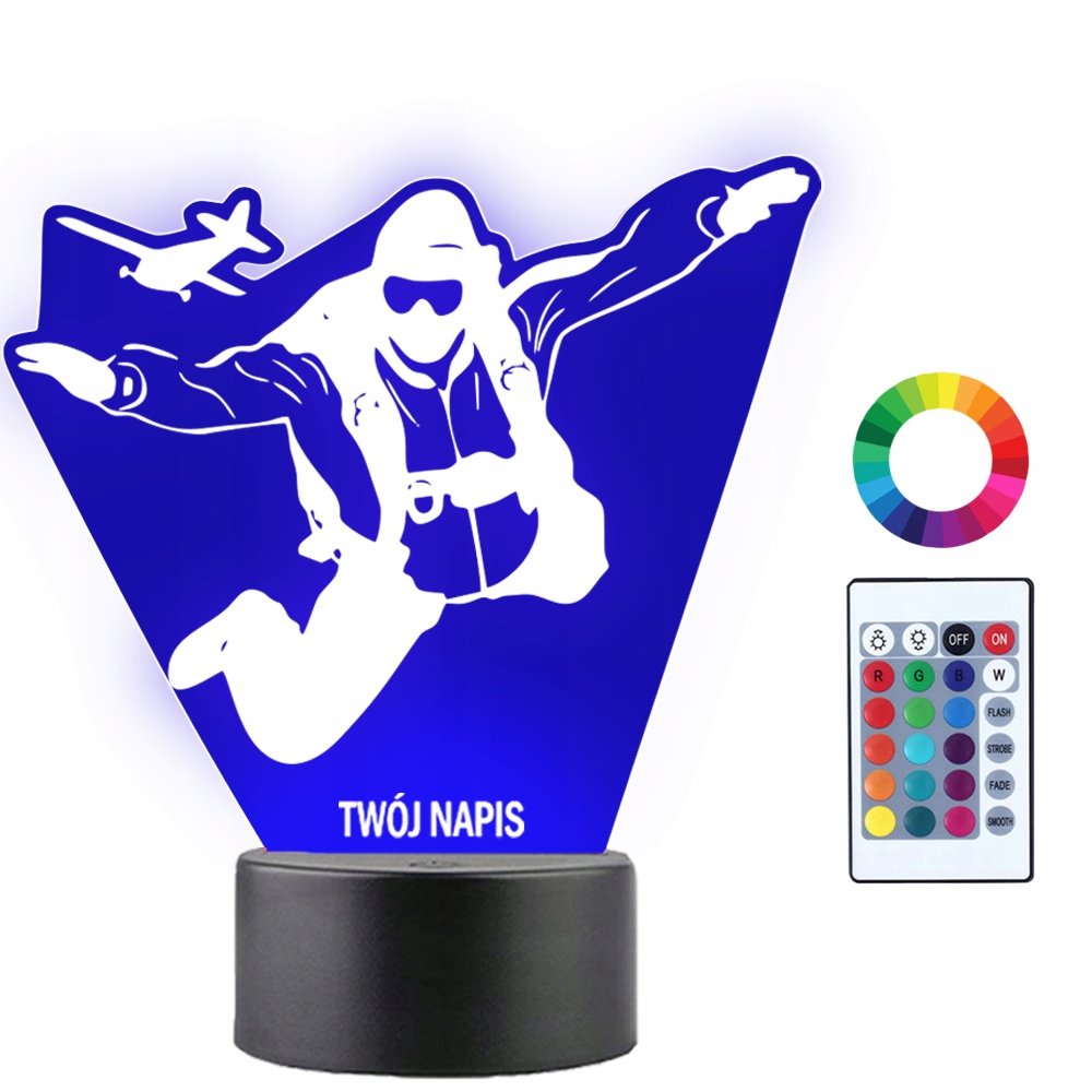 Lampka Nocna LED 3D Skok ze Spadochronem Prezent