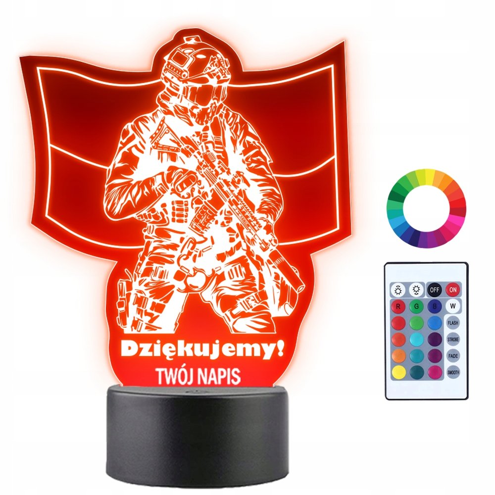 Lampka Nocna LED 3D Straż Graniczna Dziękujemy
