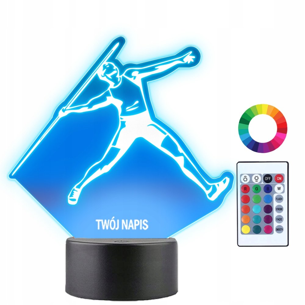Lampka Nocna LED 3D Rzut Oszczepem Lekkoatletyka