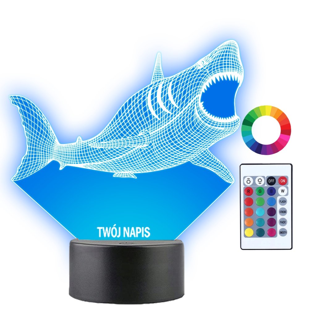 Lampka Nocna LED 3D Ryba Rekin Prezent