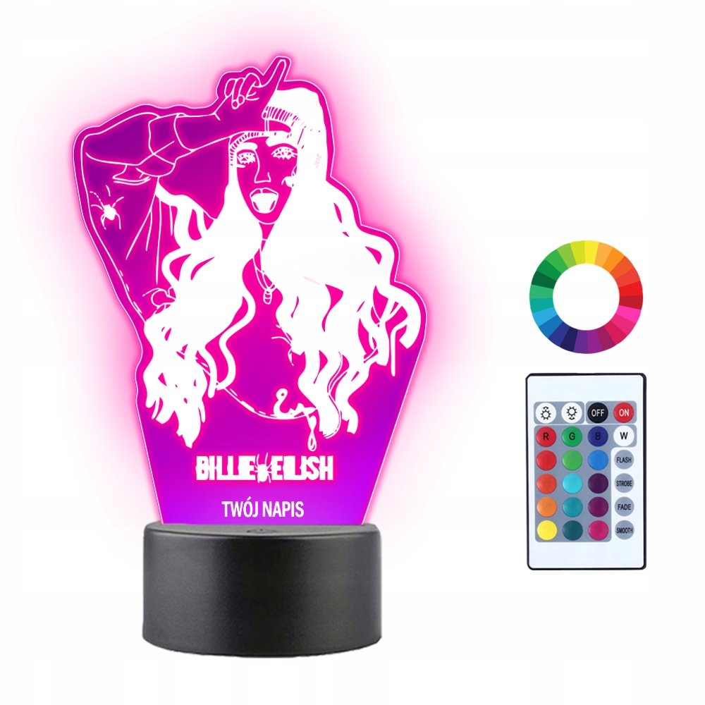 Lampka Nocna 3D LED Billie Eilish Piosenkarka