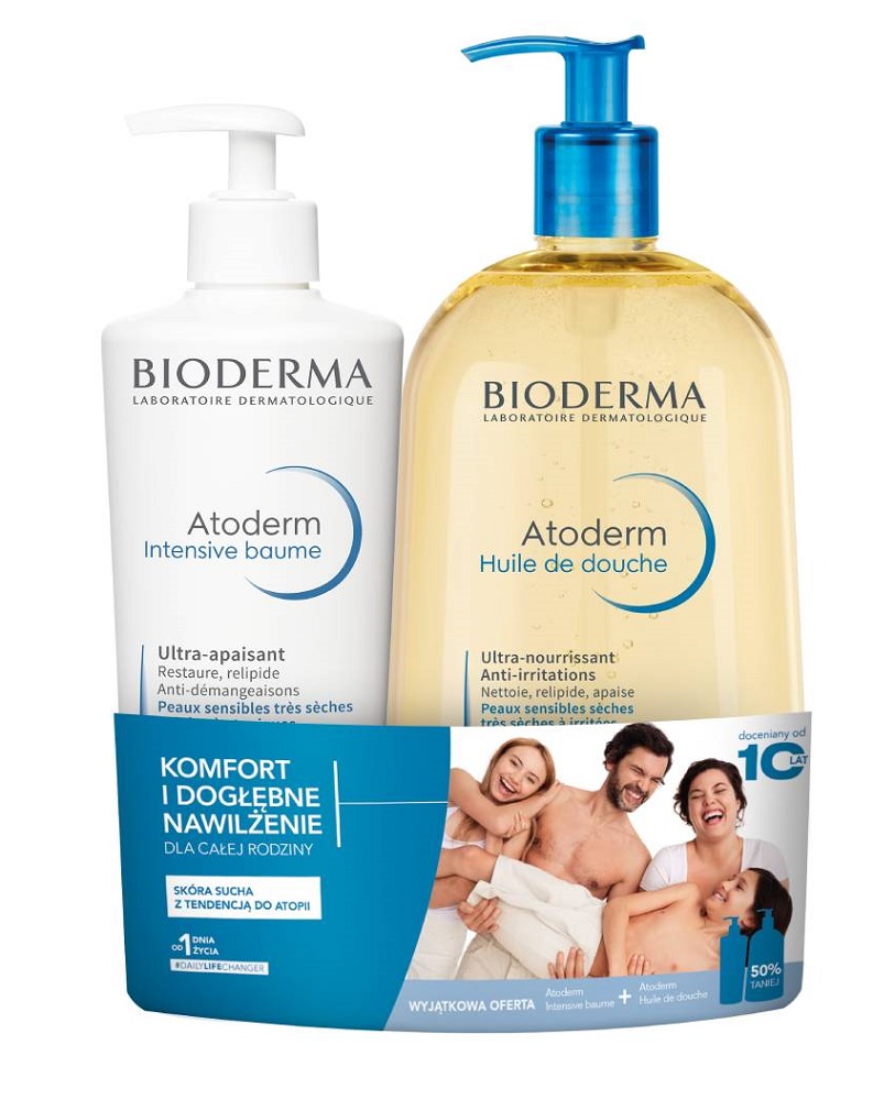 Bioderma Zestaw (Atoderm Intensive Baume 500ml + Huile de Douche 1L)