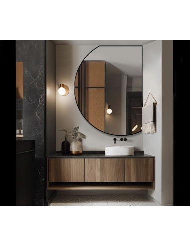 Lustro o nieregularnym kształcie w czarnej matowej ramie mdf - ODETTA, Dostępne wymiary: 110x84