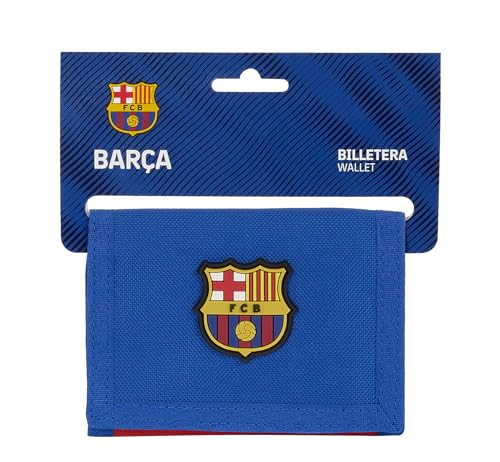 Safta F.C. BARCELONA 2. WYPOSAŻENIE - Portfolio z nagłówkiem, Portfel, Portfel, Wygodny i wszechstronny, Jakość i wytrzymałość, 12,5x9,5 cm, kolor niebieski i bordowy, Niebieski/Granat, Estándar,