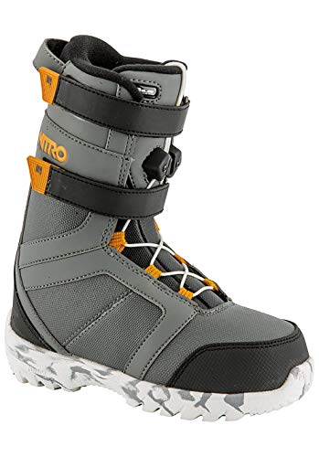 Nitro Snowboards Dziecięce buty snowboardowe Rover QLS '19 lekkie ciepłe dziecięce buty snowboardowe z systemem szybkiego sznurowania, Charc-Blk-Orange, 19,5