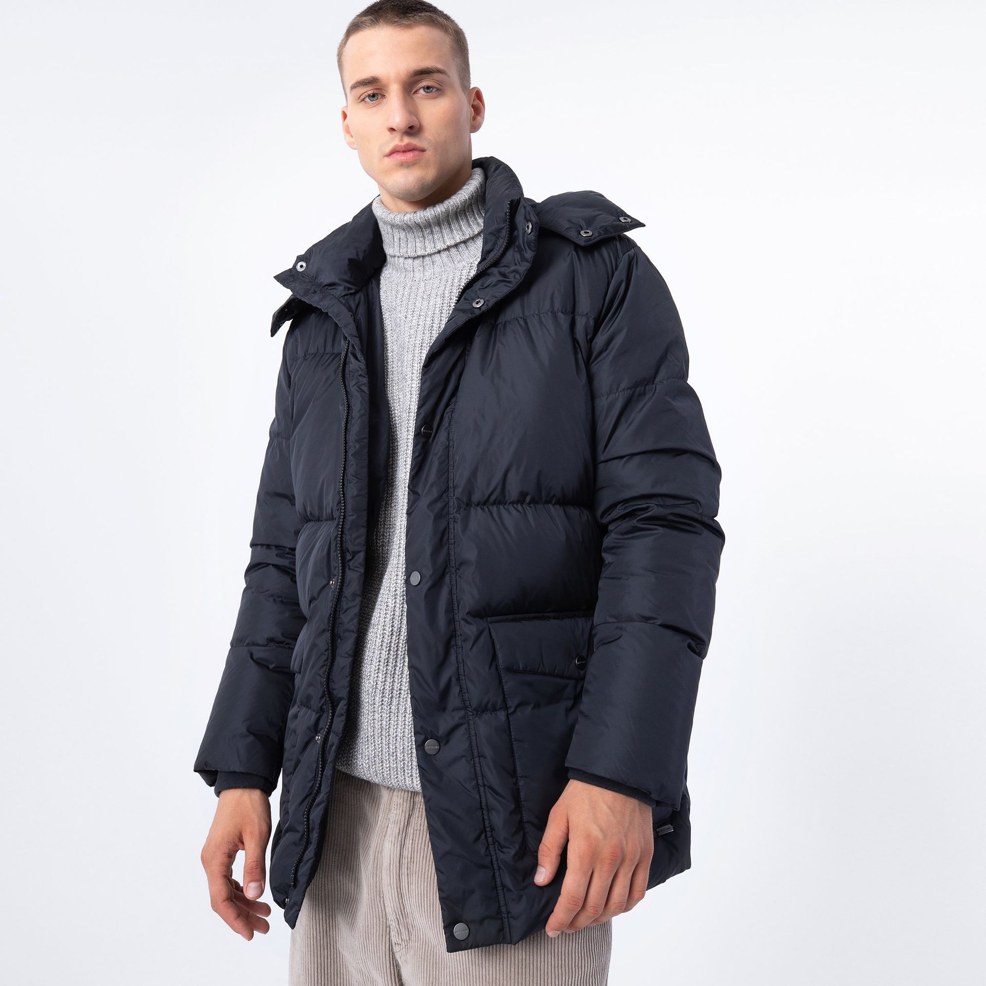 Męska kurtka puchowa pikowana z kapturem