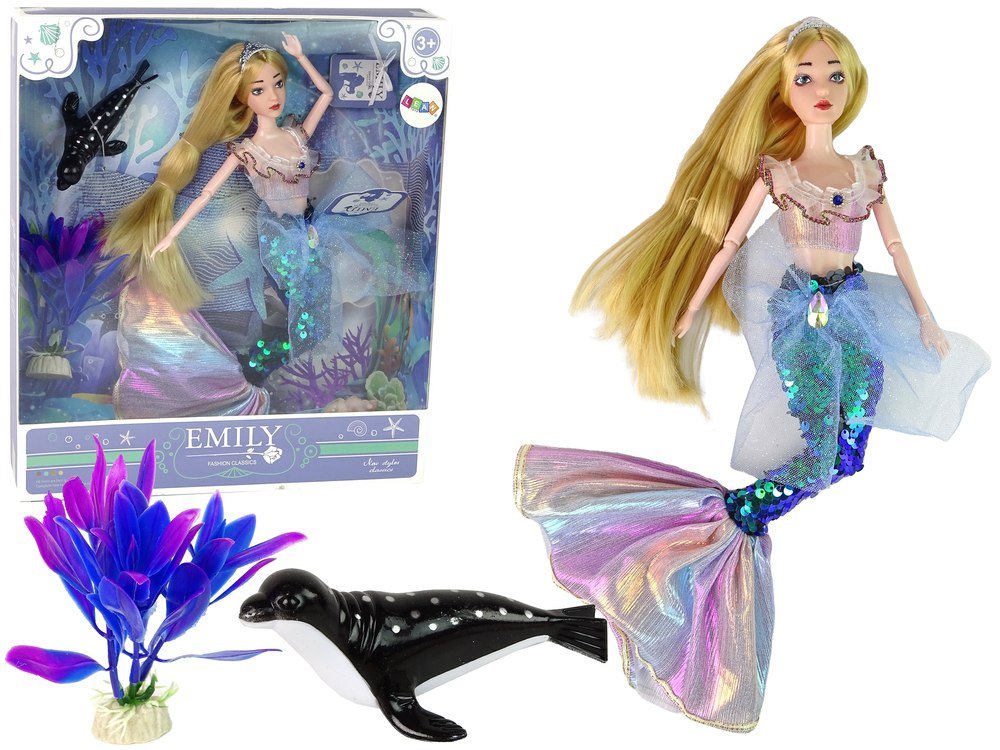 Lalka Dla Dzieci Emily Syrenka Zielona Akcesoria Import LEANToys