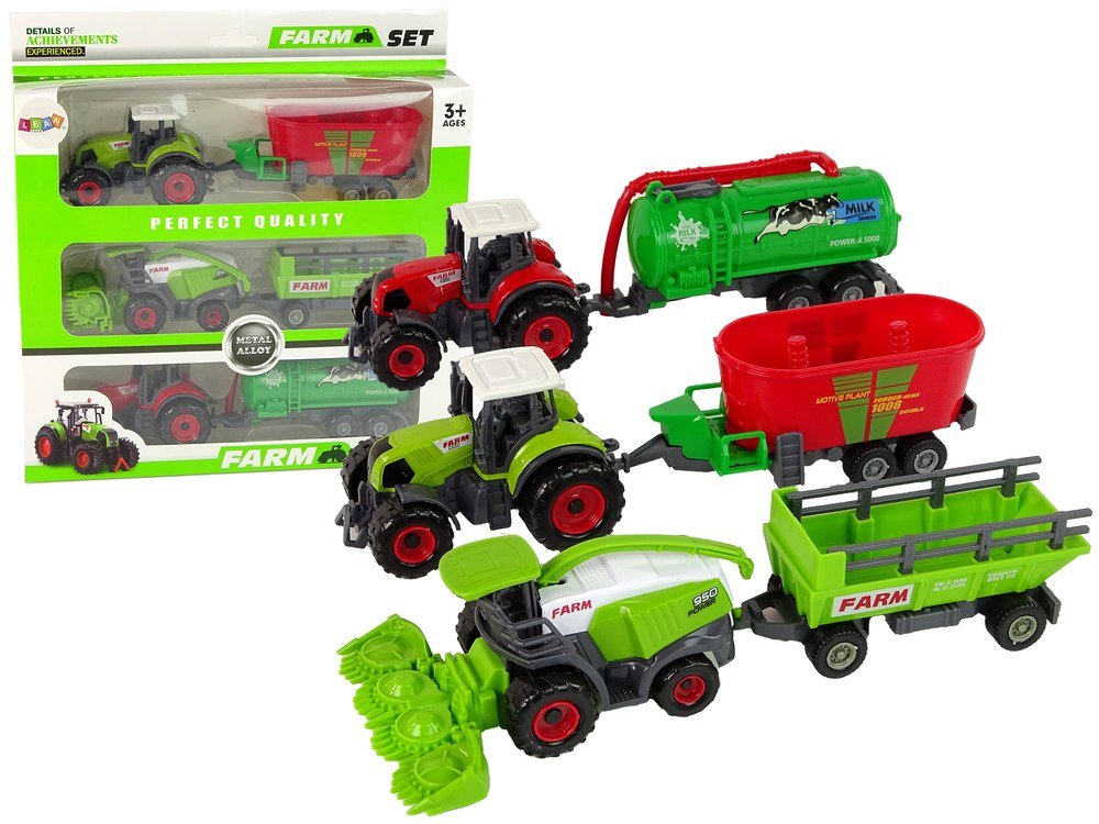 Zestaw Maszyn Rolniczych Traktor Kombajn Przyczepa Import LEANToys