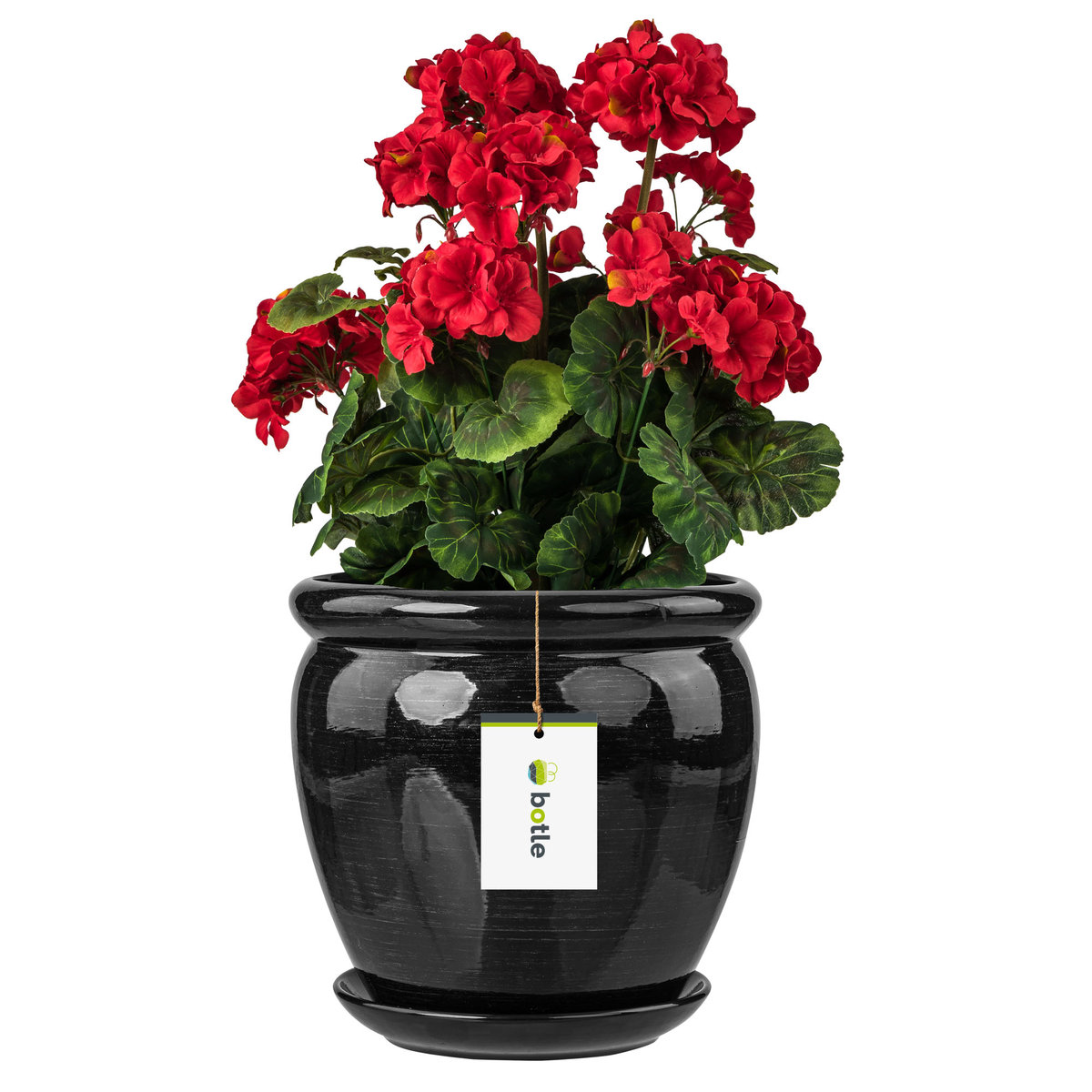 Doniczka ceramiczna 22x24 cm z podstawką Czarno srebrny