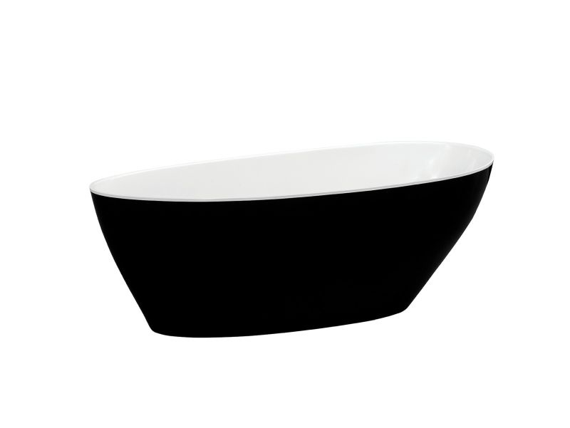 Besco Goya Matt Black&White Wanna wolnostojąca 142x62 cm biały połysk/czarny mat + korek klik-klak chrom WMMC-140G - odbiór osobisty: Kraków, Warszawa