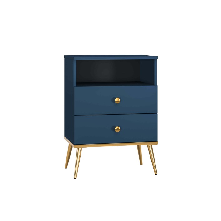 Szafka nocna z szufladami MARINE 10 granatowy/złoty