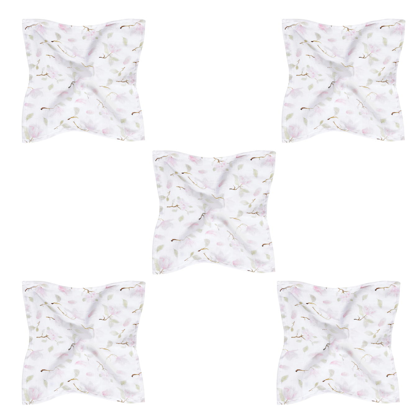 5-pak - Pieluszki bambusowe mini 25x25 - Rozkwitajki