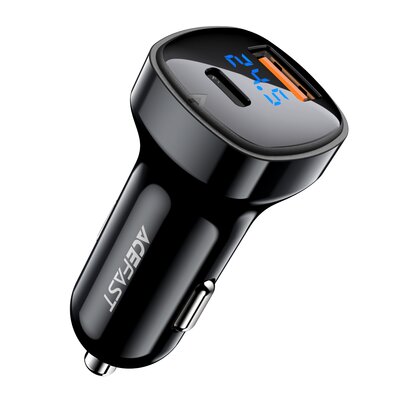 Acefast ładowarka samochodowa 66W USB Typ C / USB, PPS, Power Delivery, Quick Charge 4.0, AFC, FCP czarny (B4 black) B4 black