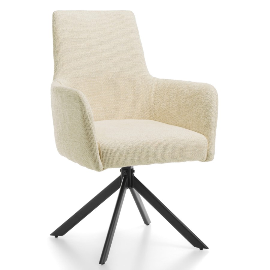 krzesło TITO tapicerowane welurowe szenilowe jasnobeżowe