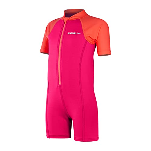 Speedo Dziewczęcy kostium kąpielowy Learn to Swim Wetsuit kostium kąpielowy, Cherry Rose/Coral, 6-9 M