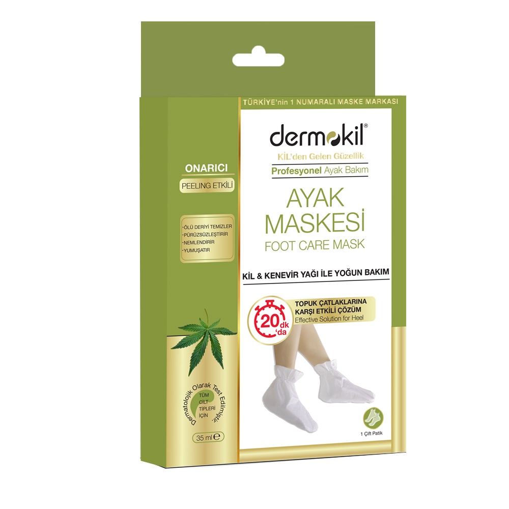 Dermokil Peeling Foot Mask peelingująca maska do stóp Clay&Hemp Oil 35ml