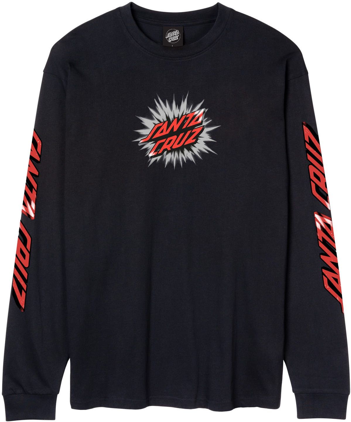 t-shirt męski SANTA CRUZ BURST OVAL DOT FRONT LS TEE Black