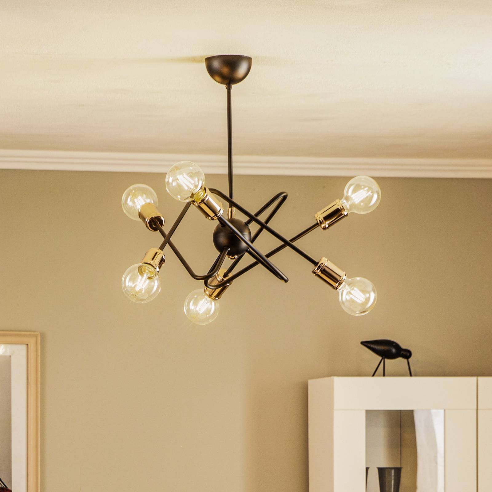 Alfa Lampa sufitowa Virginia 2, 6-pkt. czarna/złota