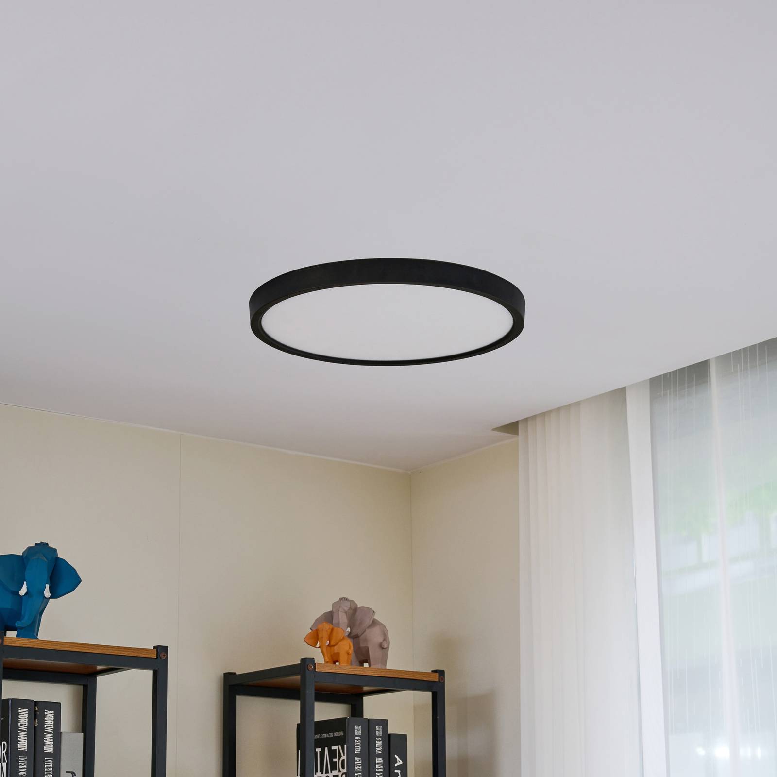 Lindby Lampa sufitowa LED Pravin, Ø 50 cm, CCT, czarny