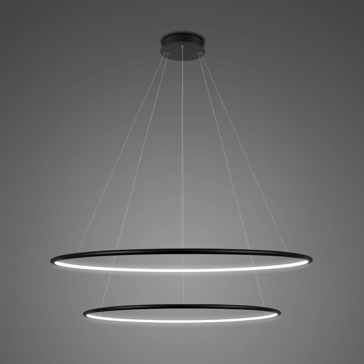 Altavola Design: Lampa Ledowe Okręgi No. 2 czarna Φ80 cm in 4k (Barwa światła barwa dzienna, Kierunek padania światła do wewnątrz, Kolor Czarny, Możliwość ściemniania nie)