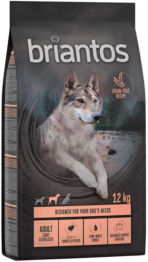 Briantos Adult Light/Sterilised, indyk z ziemniakami, bez zbóż - 4 x 1 kg