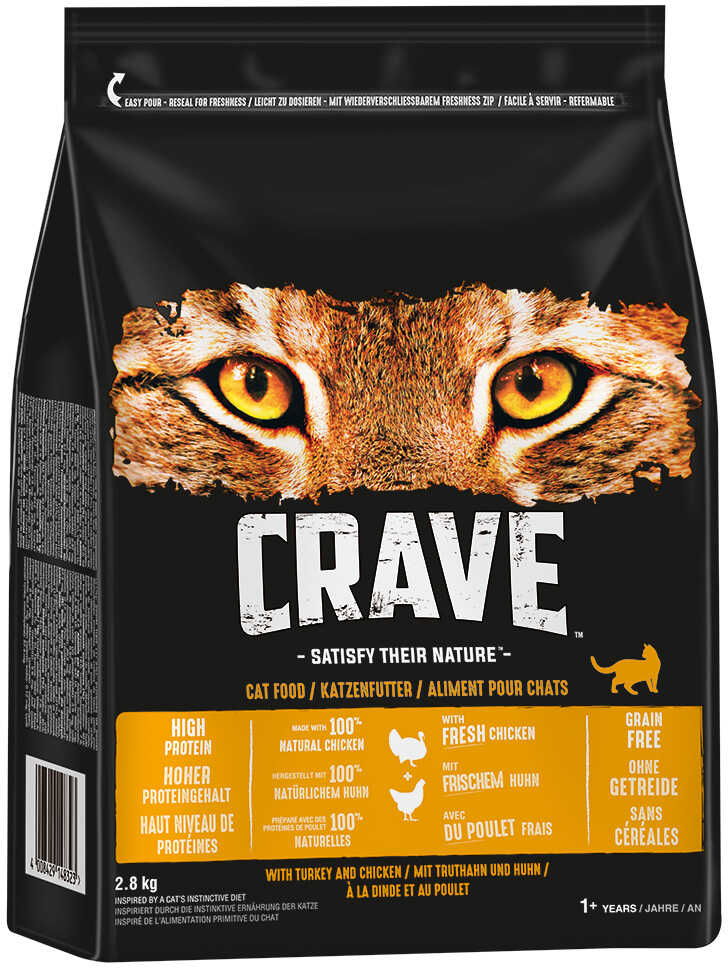 Crave Adult karma sucha dla kota, indyk i kurczak - 2,8 kg