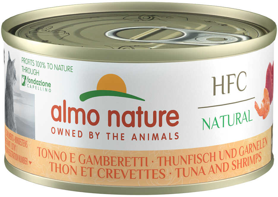 Almo Nature HFC Natural, 6 x 70 g - Tuńczyk i krewetki
