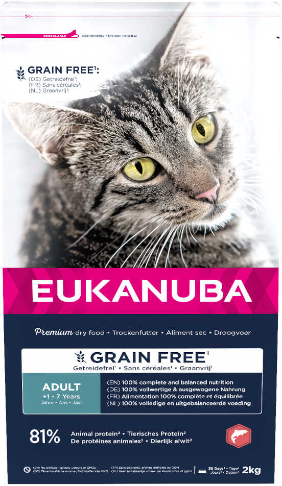 Eukanuba Adult Grain Free, z łososiem - 2 kg